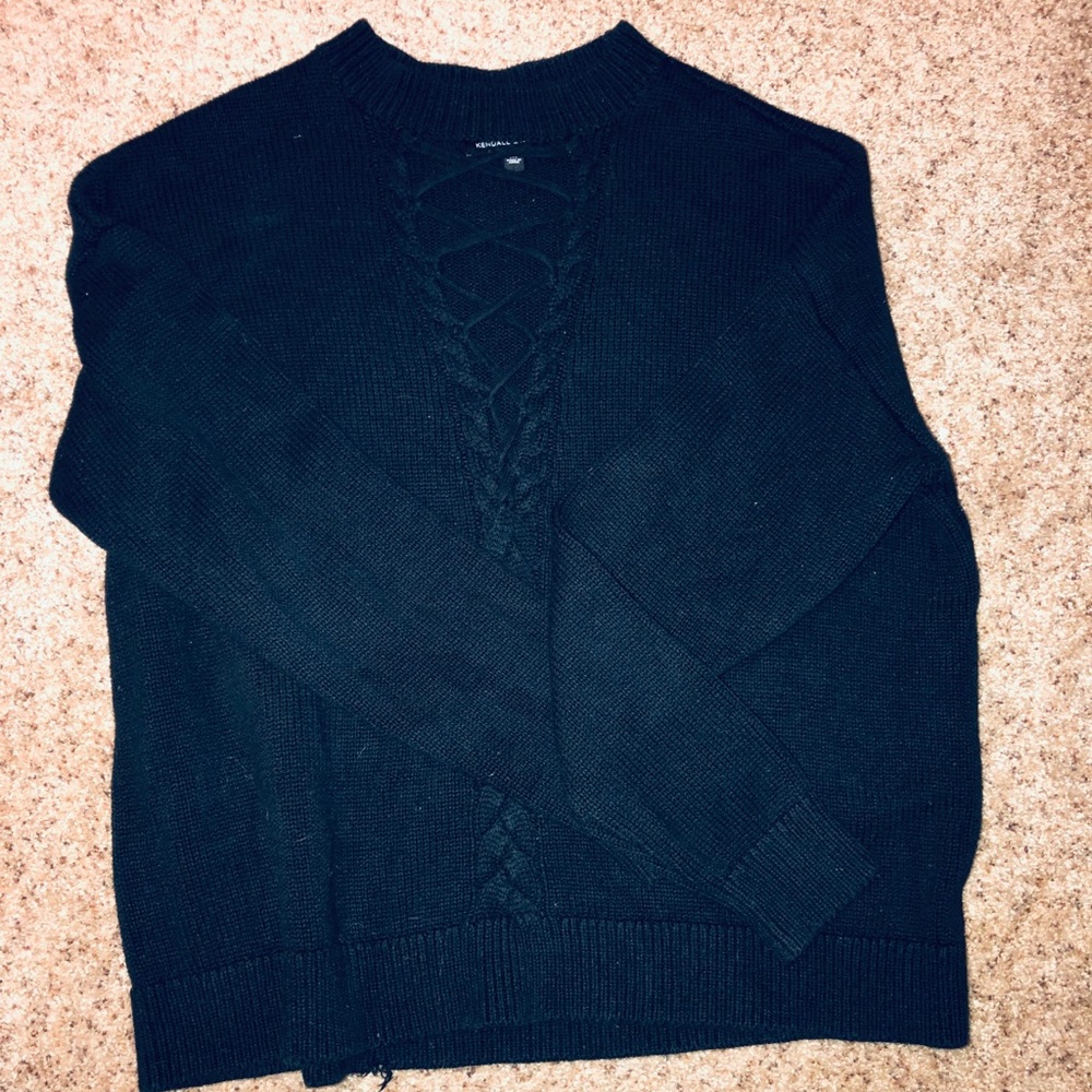 Lace up black sweater